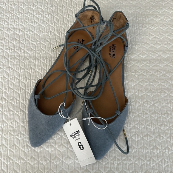 NWT Mossimo Supply Co. Women's Blue Lace-Up Ballet Flats sz 6 - Picture 1 of 7